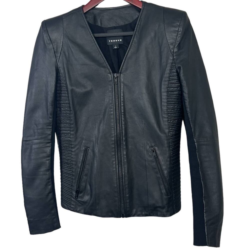 Trouve Leather Blazer Black Edgy Jacket Shoulder Pads Size S